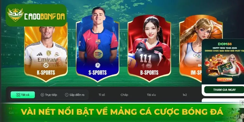 Vài nét nổi bật về mảng cá cược bóng đá tại Dom88